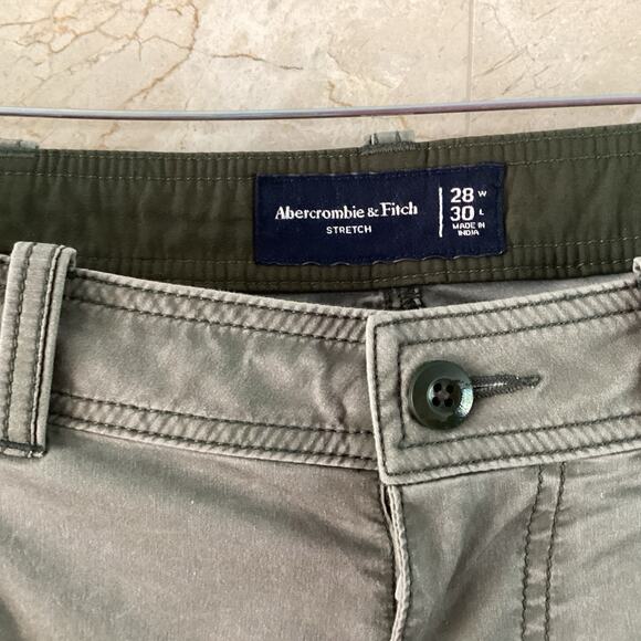 VTG Y2K Abercrombie Cargo Pants - 28x30 Olive Paratrooper 10-Pocket Utility Rare - Picture 4 of 10